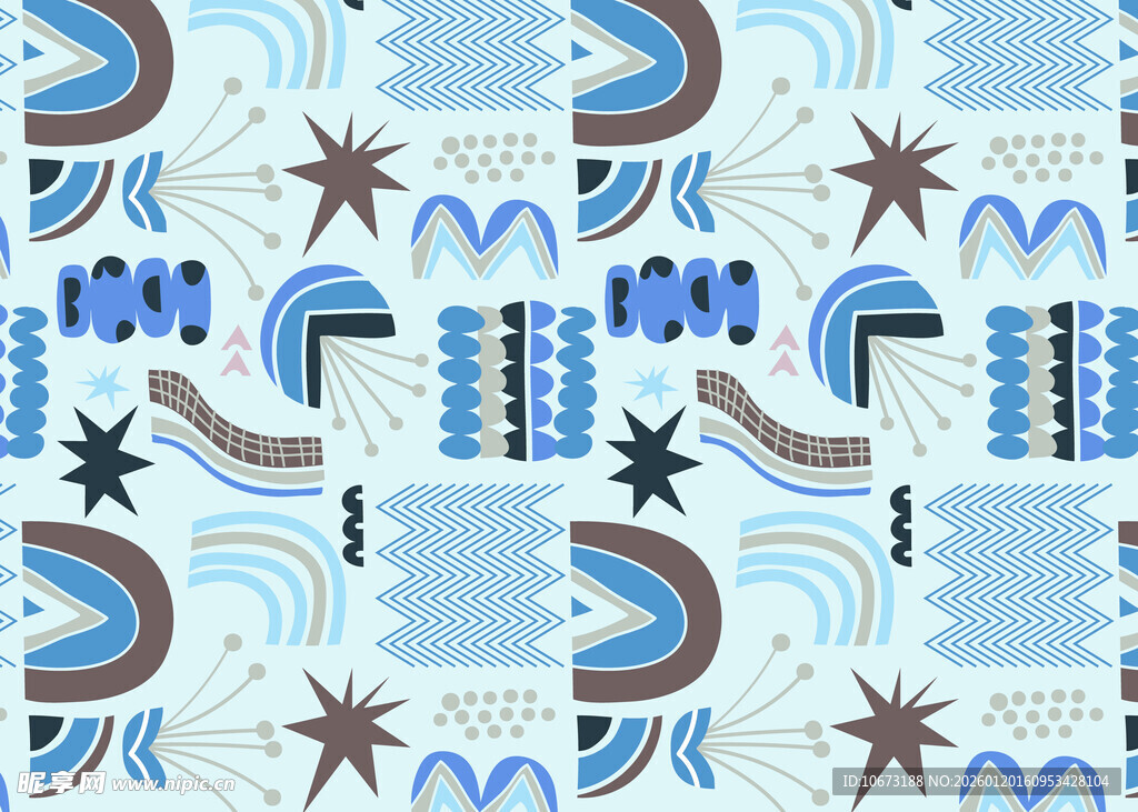 蓝白几何图案无缝背景