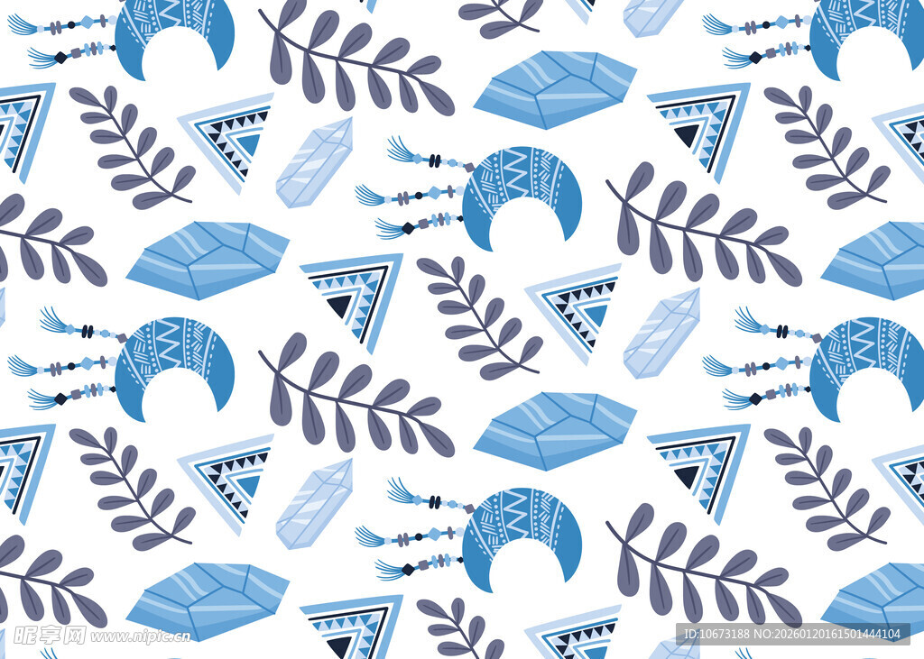 蓝白海洋元素无缝图案