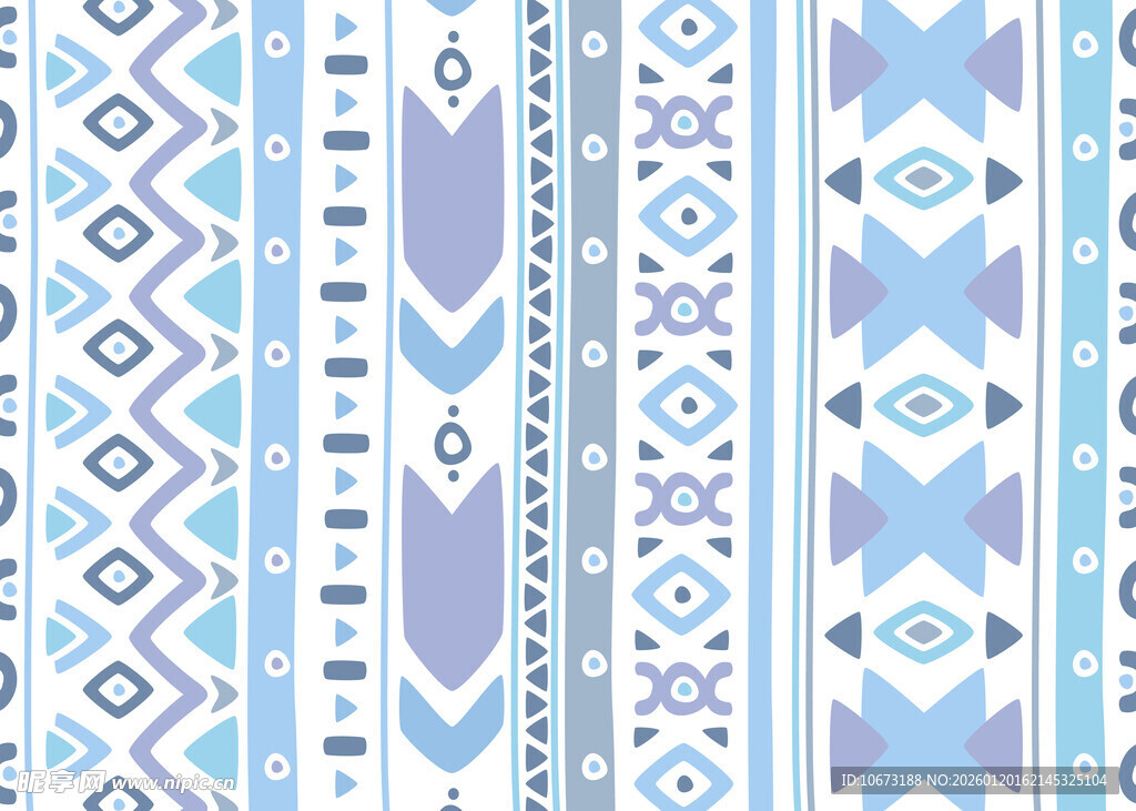 蓝白几何民族风图案