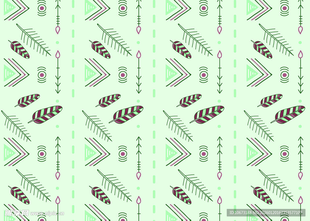 清新几何羽毛图案背景