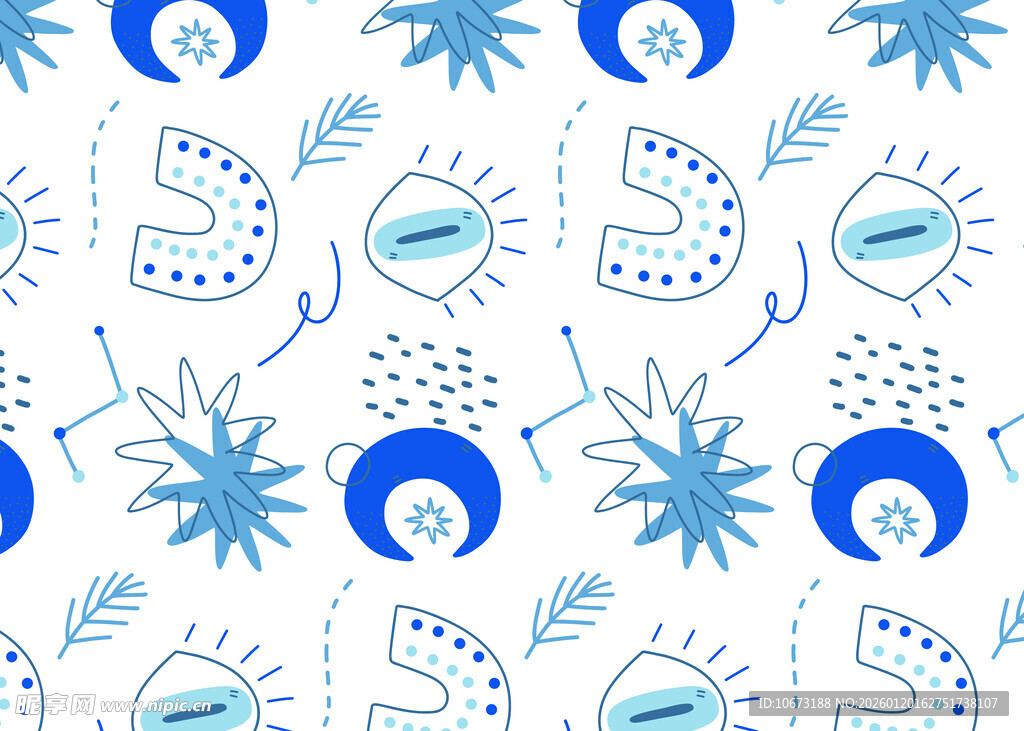 蓝白海洋风图案设计