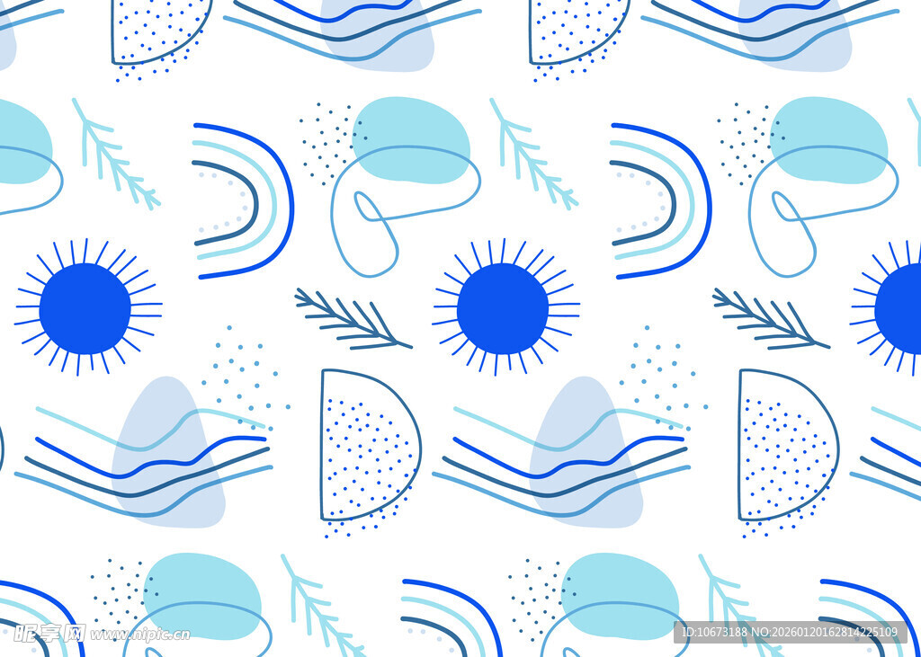 夏日海洋元素无缝图案