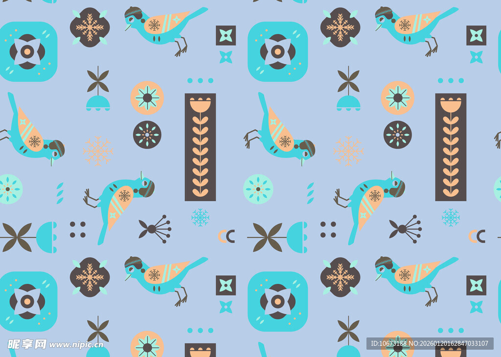 几何图案构成的多彩装饰画