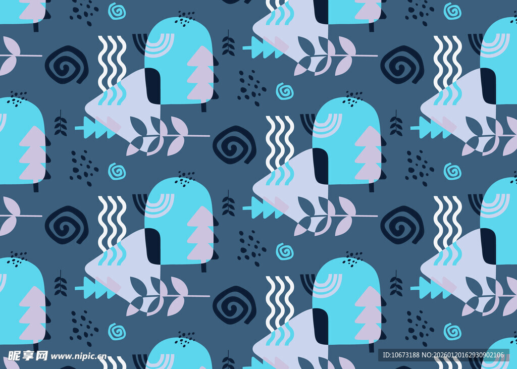 梦幻海洋生物无缝图案