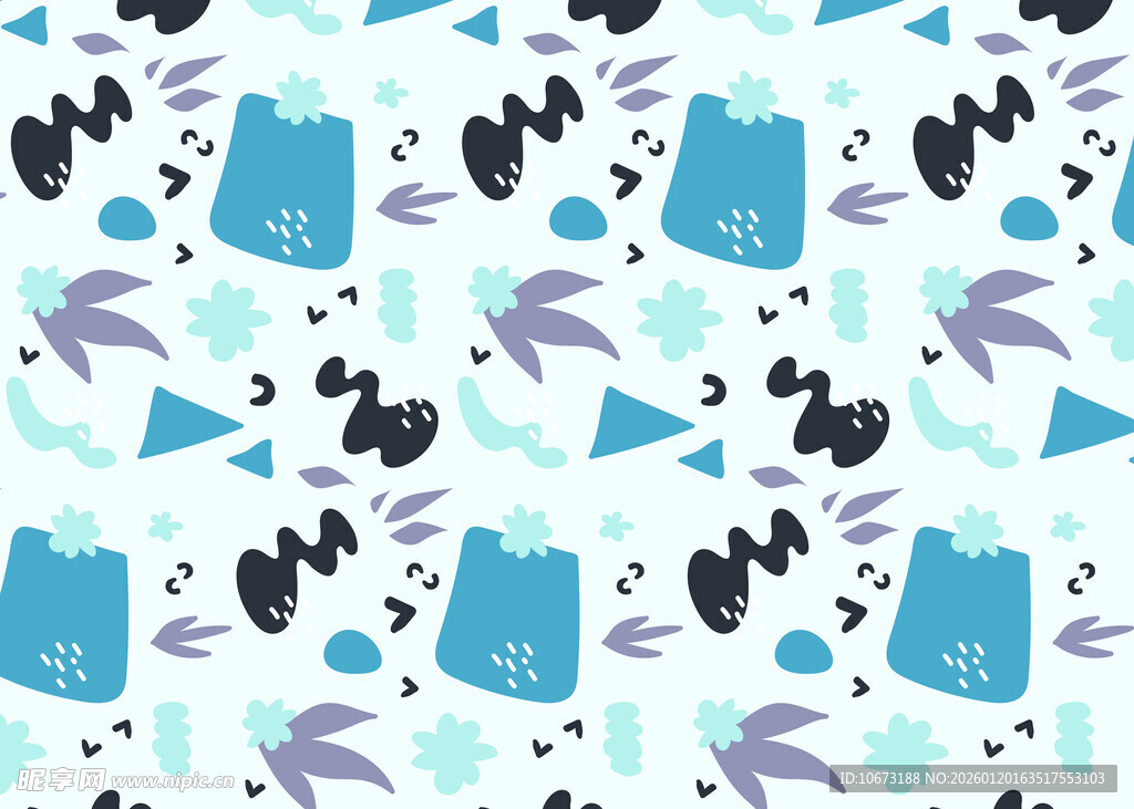 可爱动物几何图案背景图