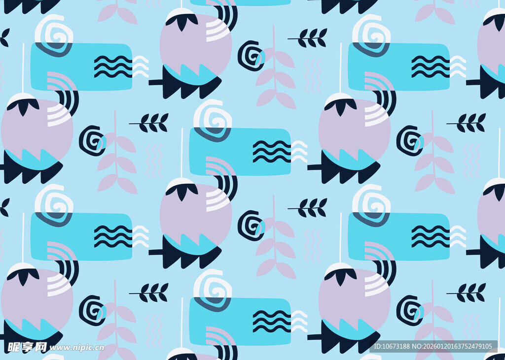 海洋生物图案的清新背景