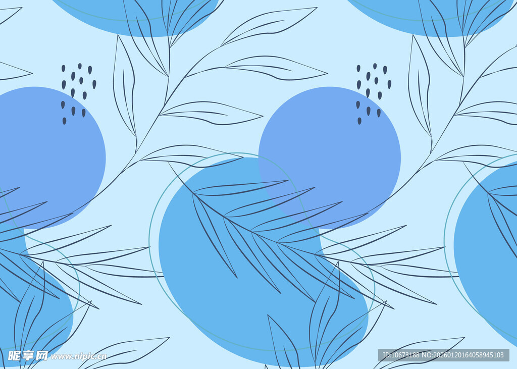 蓝调植物图案背景
