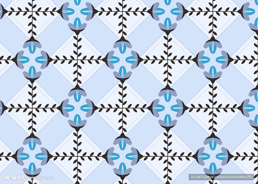 蓝白几何花纹图案设计