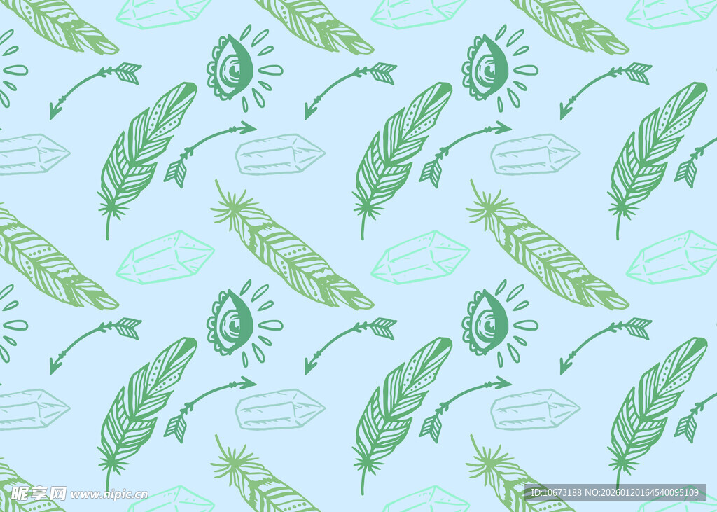 清新绿叶羽毛图案背景