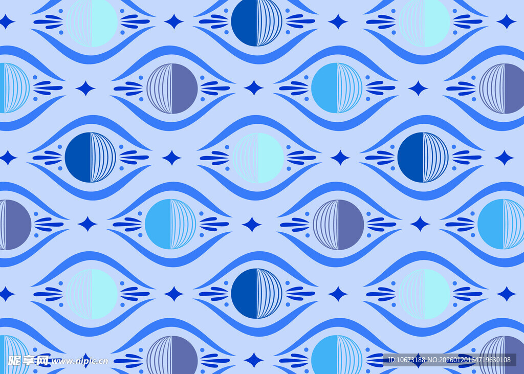 蓝调几何图案无缝背景
