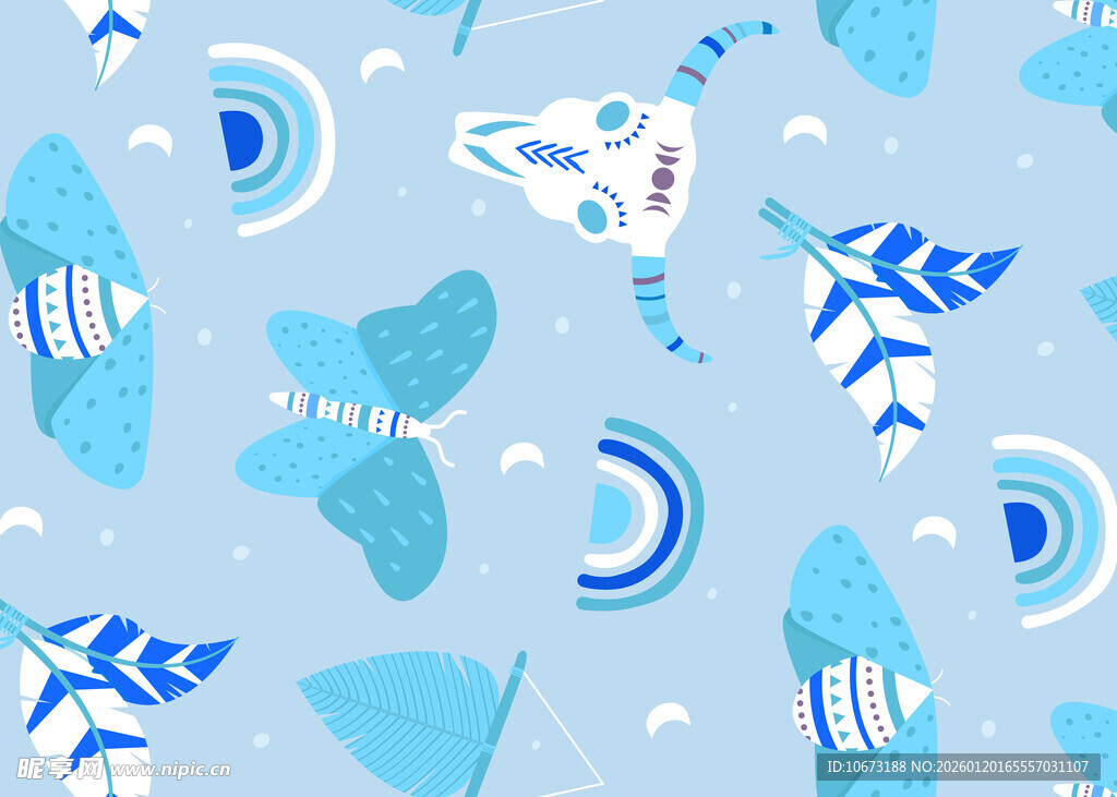 蓝色梦幻海洋风图案素材