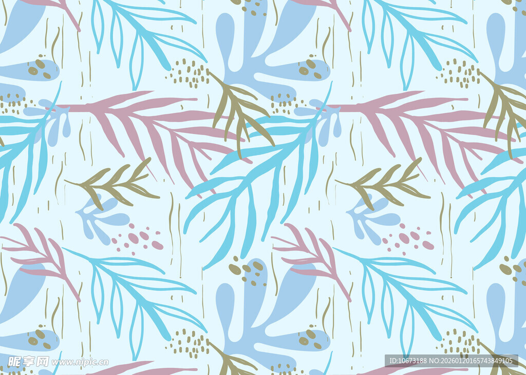 清新植物样式无缝图案