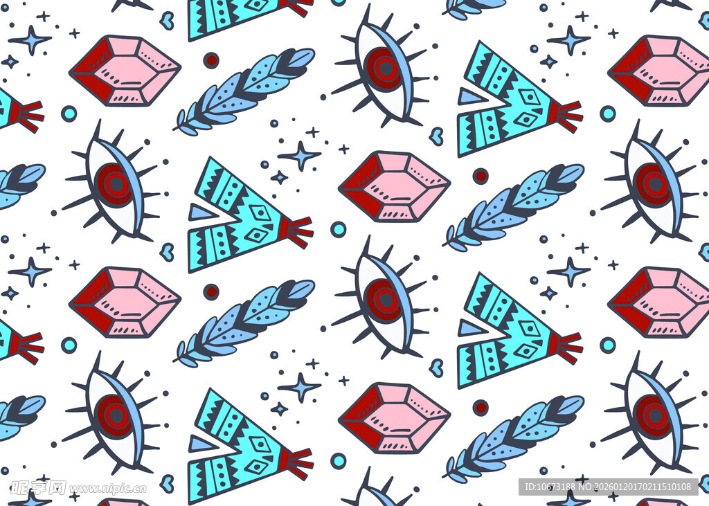 多彩昆虫几何图案背景