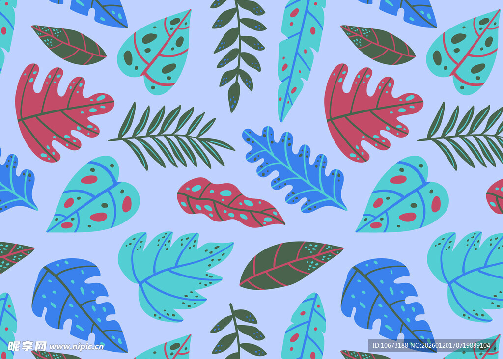 多彩叶子图案背景纹理