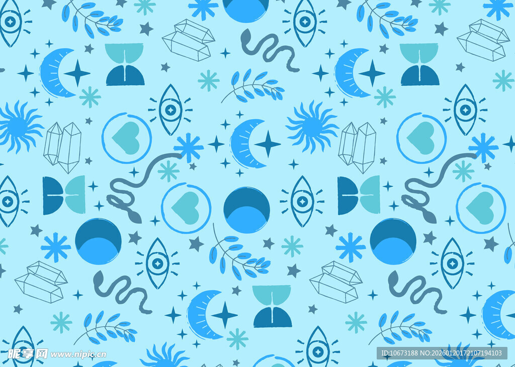 蓝色冬季元素无缝图案