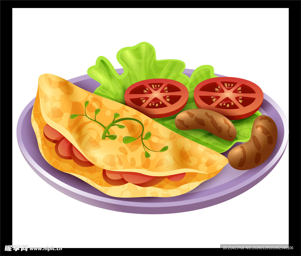 美味煎蛋饼配蔬菜