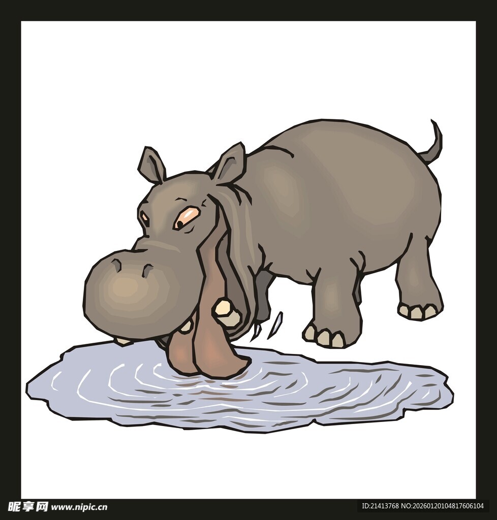 河马水中张嘴憨态可掬