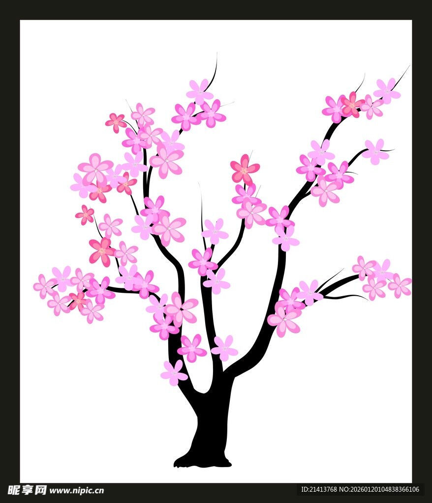 粉色樱花树插画