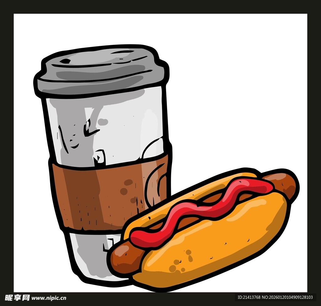 咖啡与热狗的趣味组合