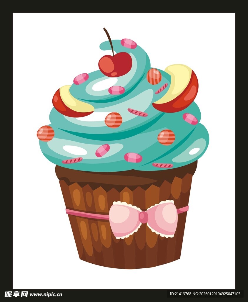 可爱糖果装饰纸杯蛋糕