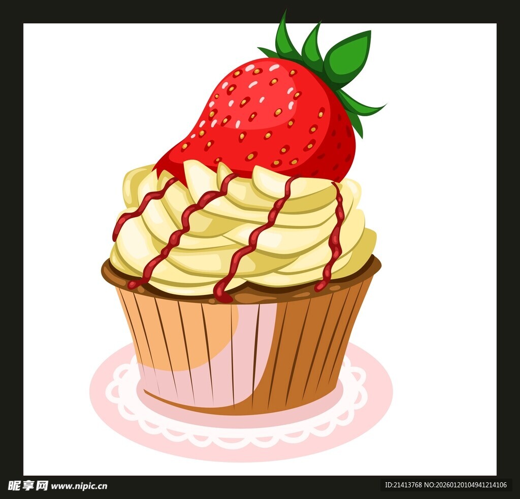 草莓奶油纸杯蛋糕