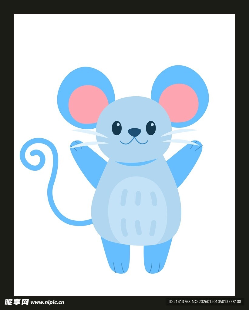 可爱蓝色小老鼠卡通形象