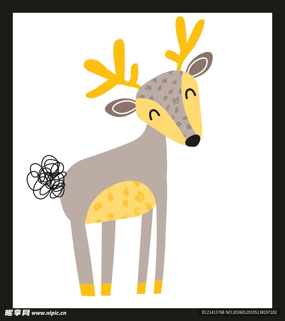 可爱卡通小鹿插画