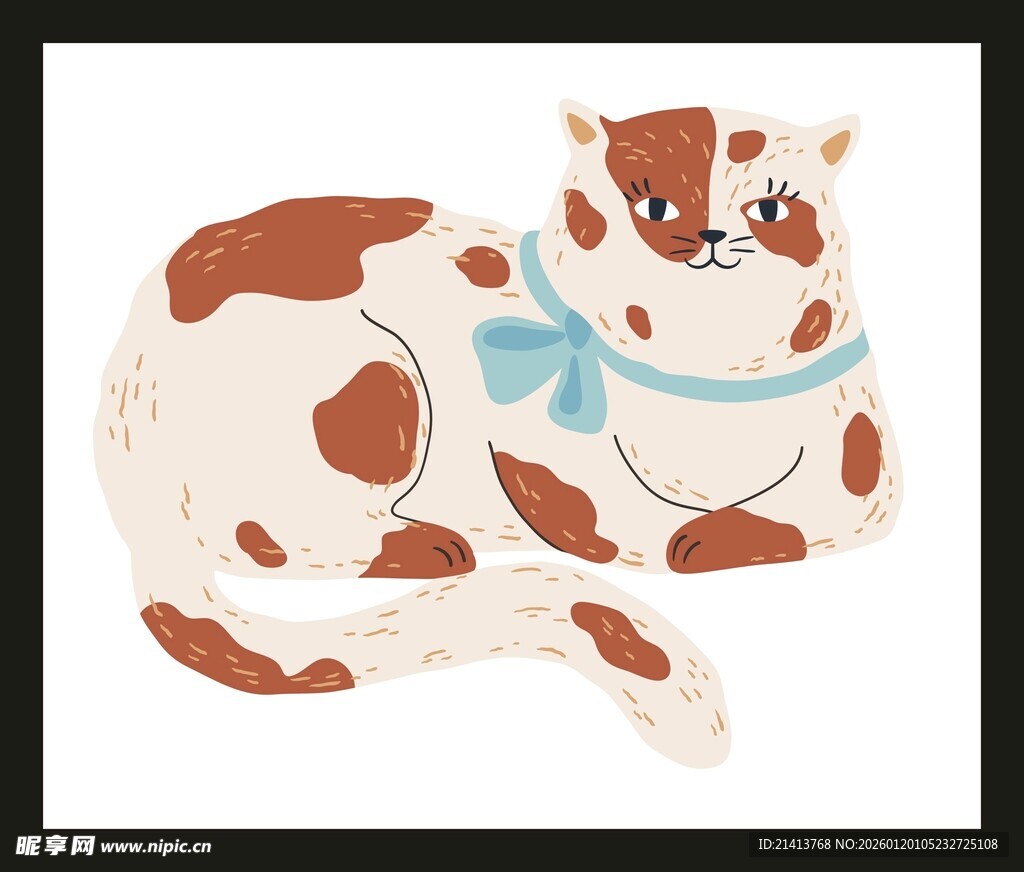 斑点奶牛卡通形象插画