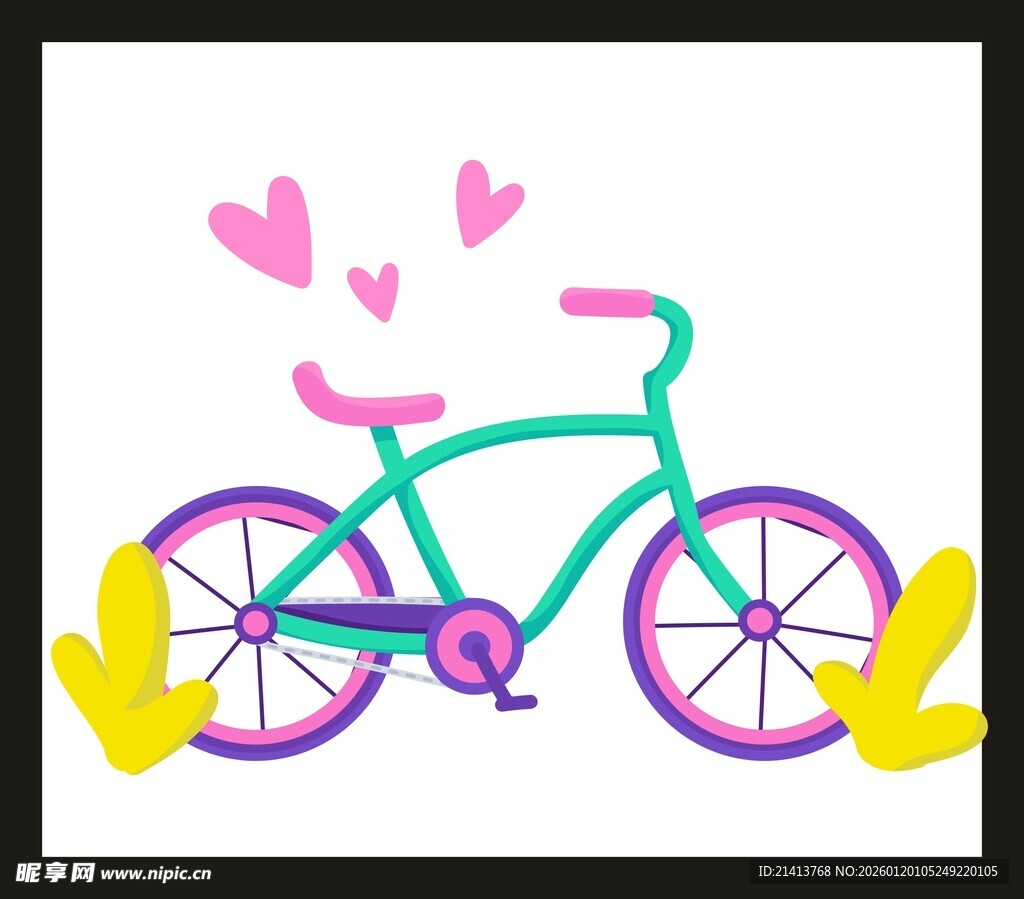 梦幻自行车与爱心装饰