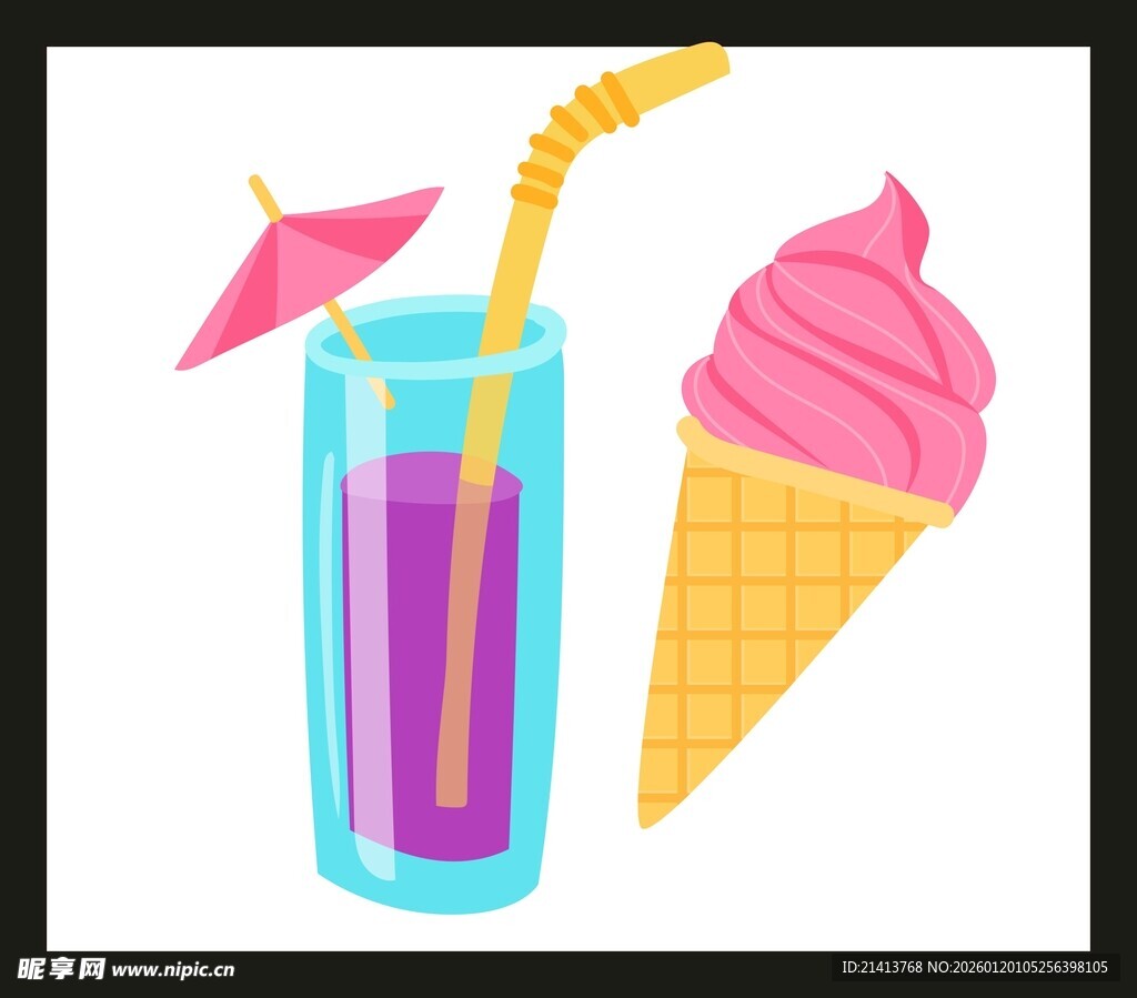 夏日冰饮与冰淇淋