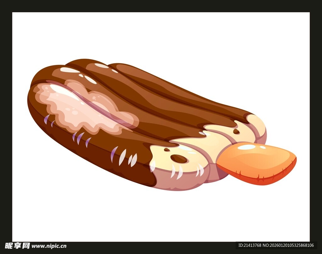 巧克力夹心热狗插画