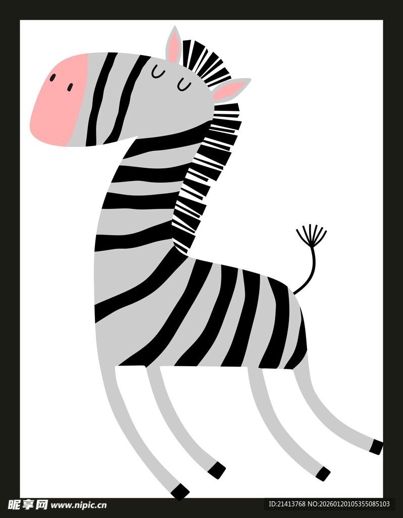 跳跃的卡通斑马