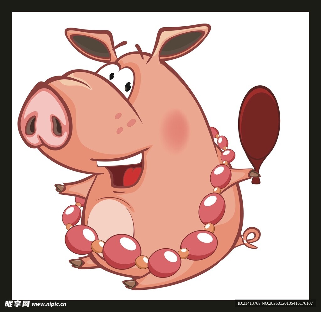 手持扇子的欢乐小猪