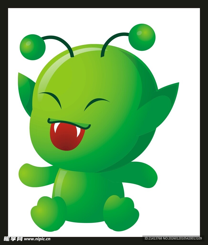 可爱绿色小精灵卡通形象