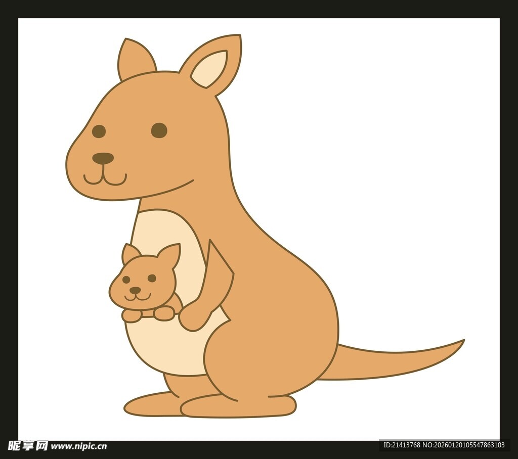 袋鼠妈妈与育儿袋中的幼崽