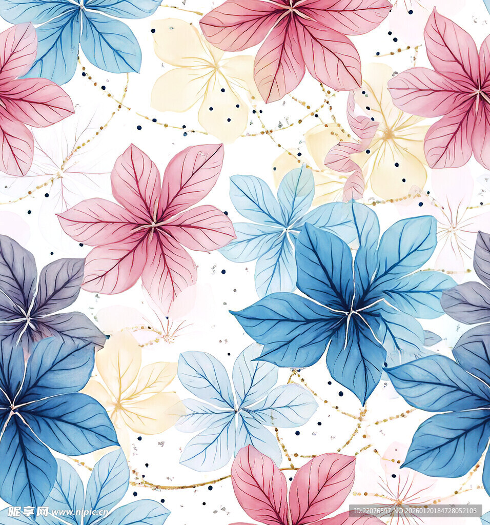 水彩花卉图案背景纹理