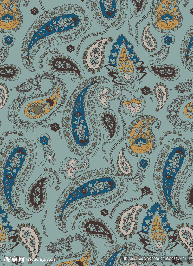 复古佩斯利花纹图案