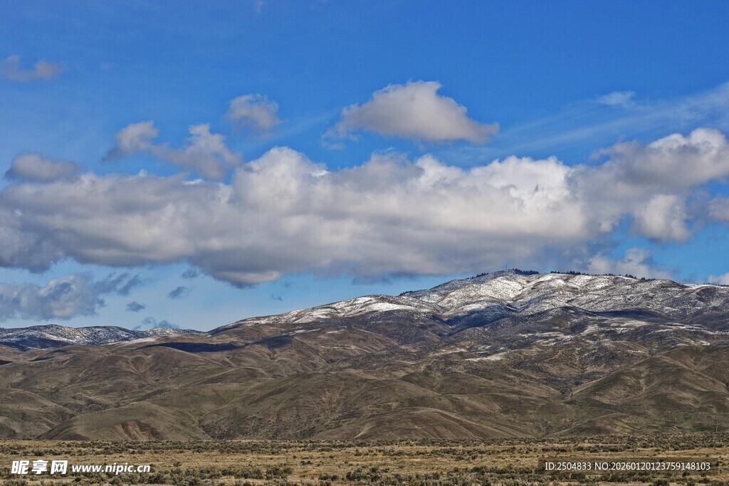 雪山下的开阔原野风光