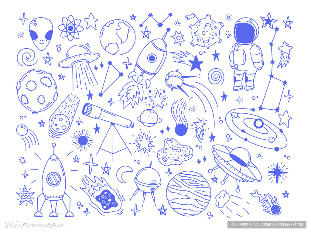 手绘太空涂鸦