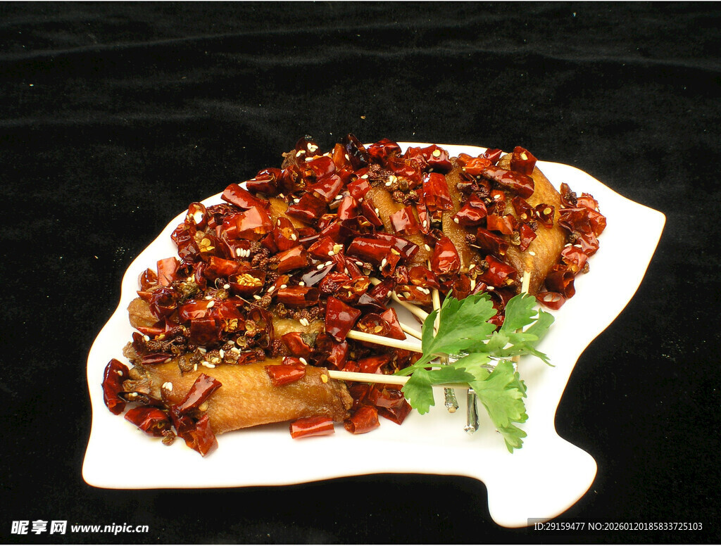 香辣烤鱼摆盘中