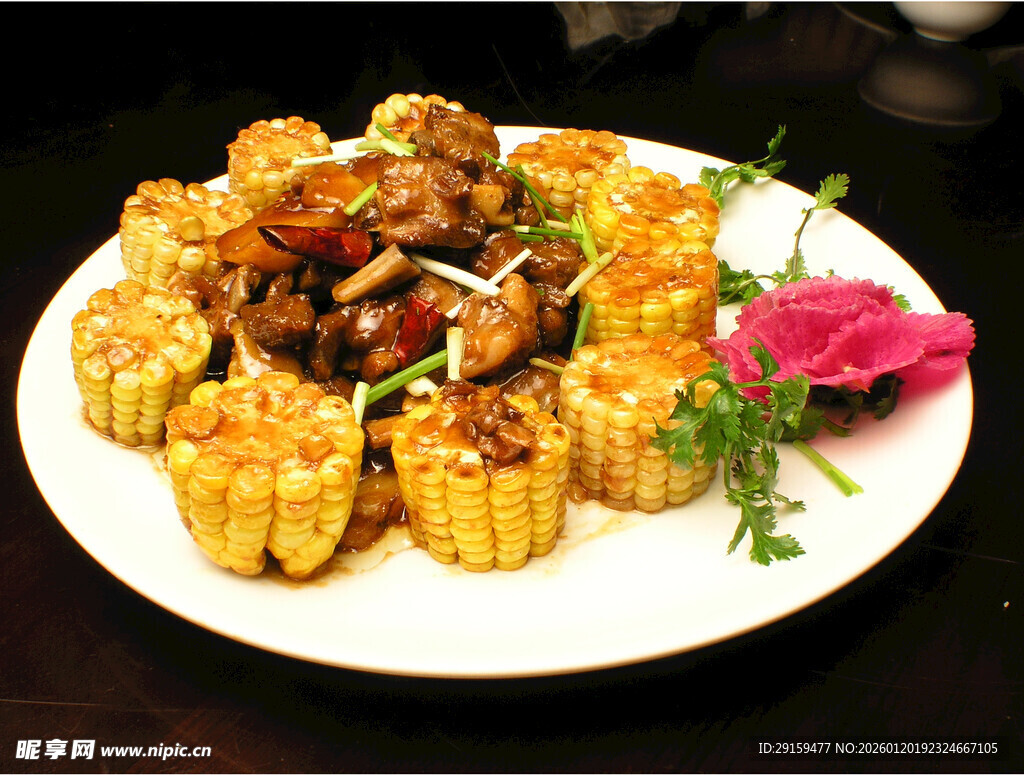 美味玉米酿肉摆盘精致