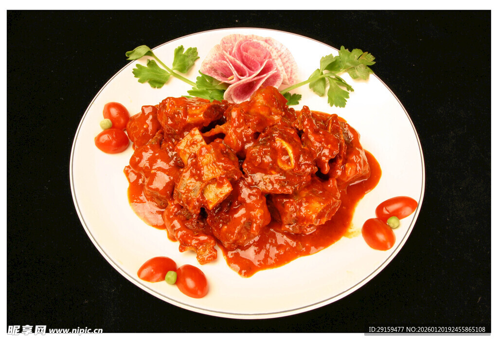 美味红烧排骨摆盘精致