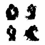 情侣亲密拥抱剪影