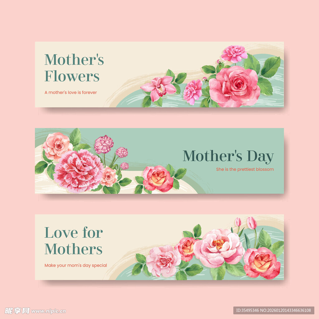 母亲节花卉主题横幅设计