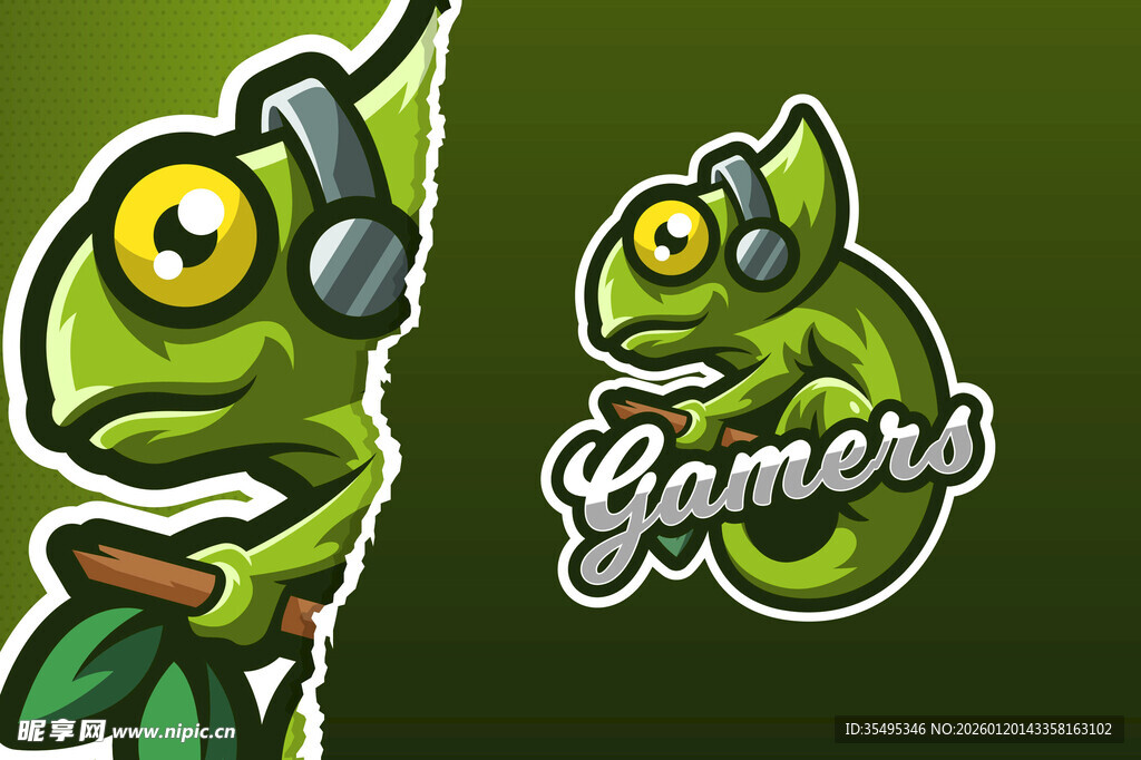 绿色变色龙游戏玩家标志