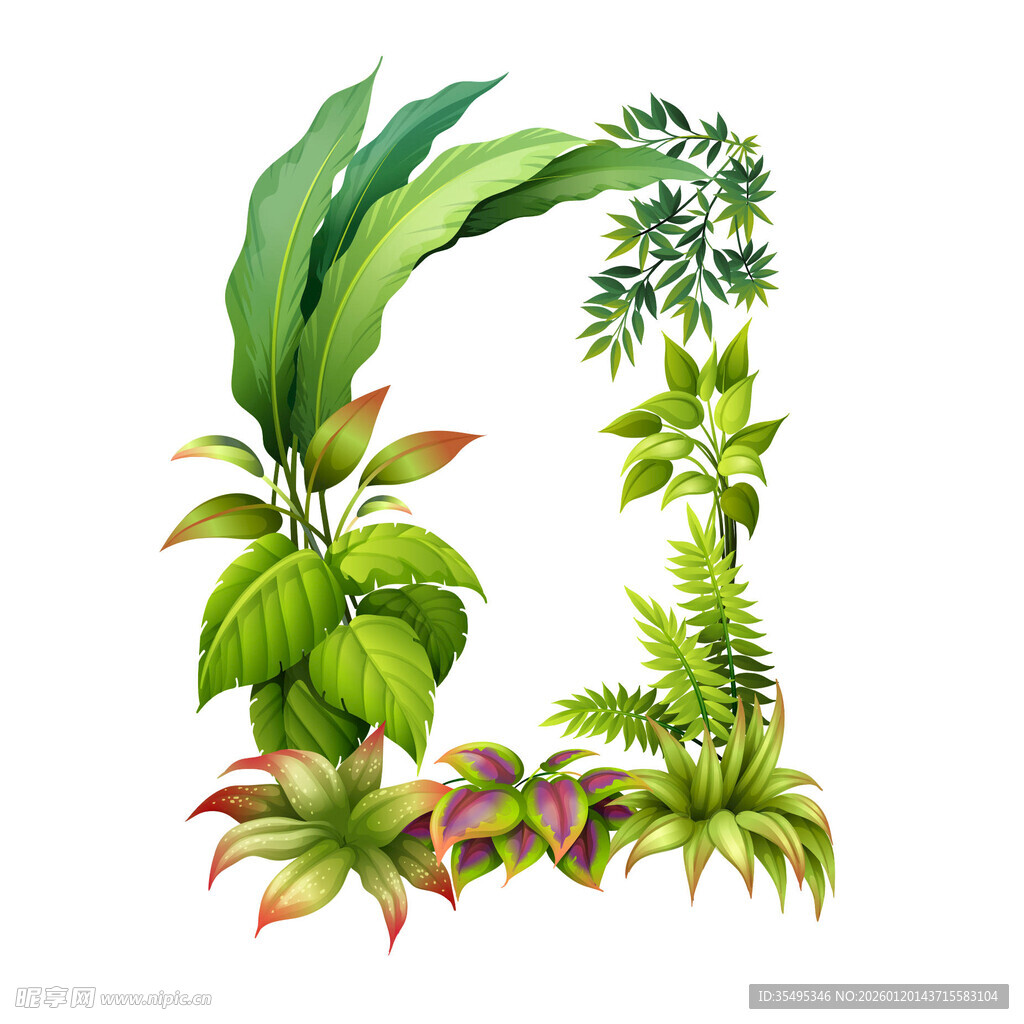多样绿植组合插画