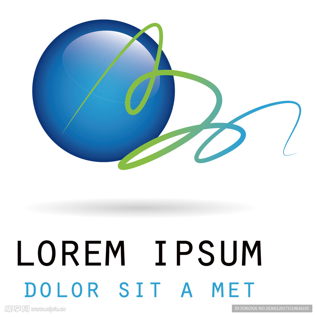 蓝色动感球体标志设计