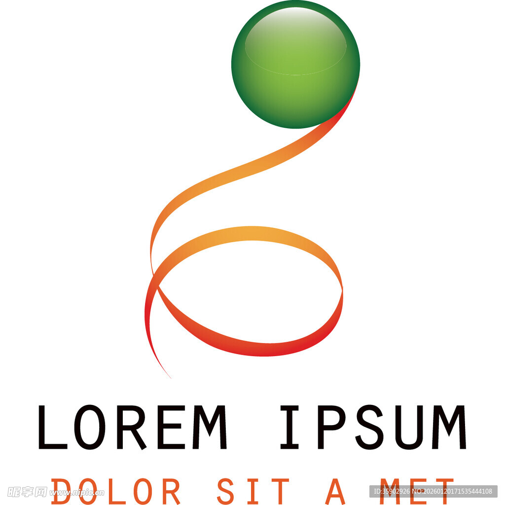 抽象球形彩带标志设计