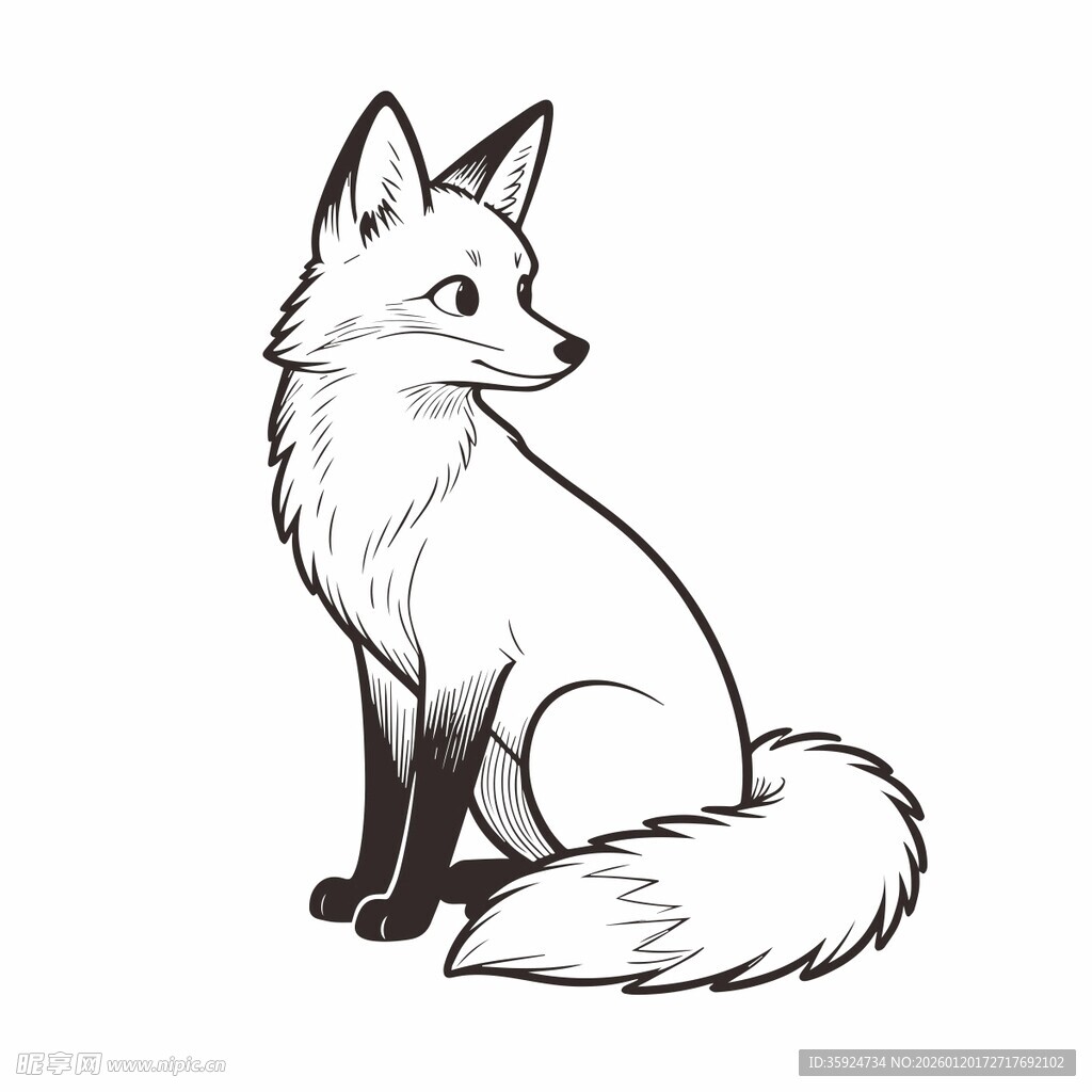 坐着的狐狸简笔画