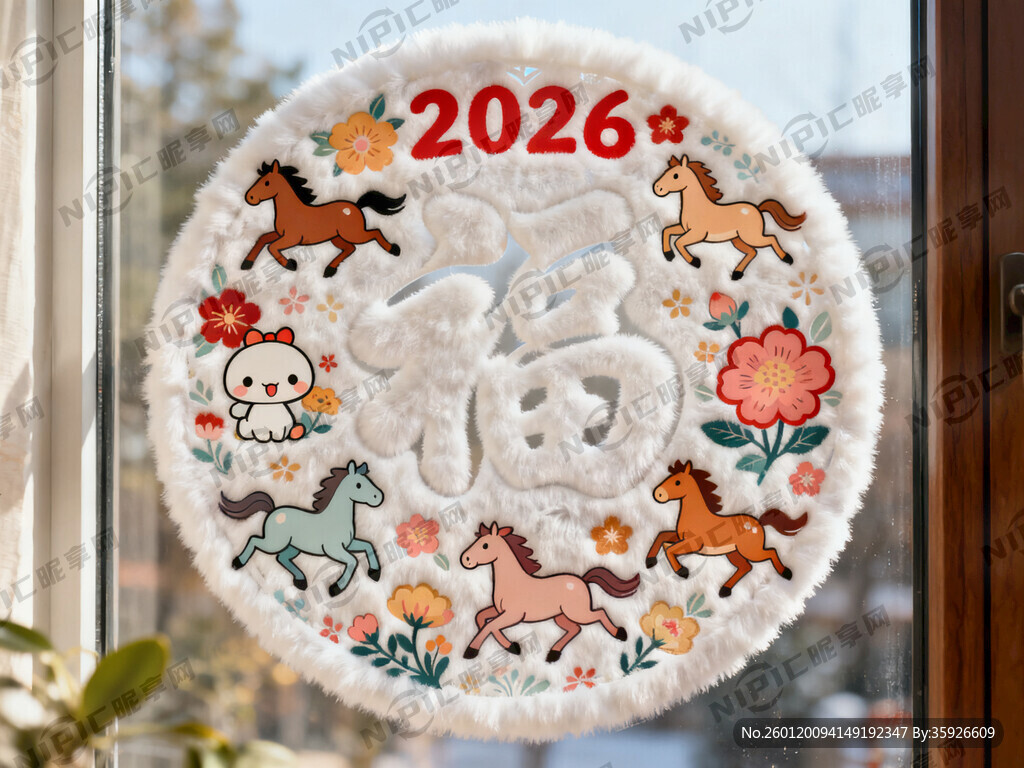 2026年多种马年窗花5D毛绒